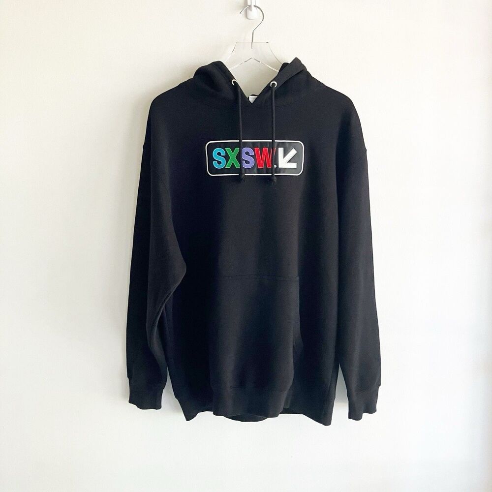 SXSW Hoodie Adult Size Large Black South By Southwest Lane Seven L7